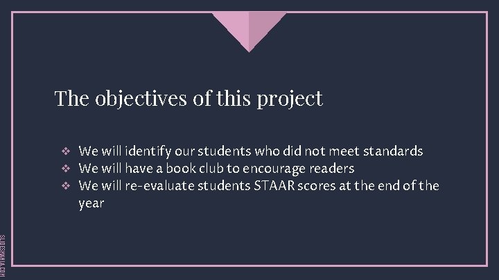 The objectives of this project ❖ We will identify our students who did not