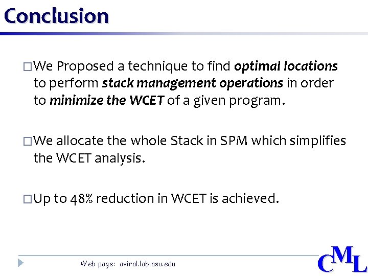 Conclusion �We Proposed a technique to find optimal locations to perform stack management operations