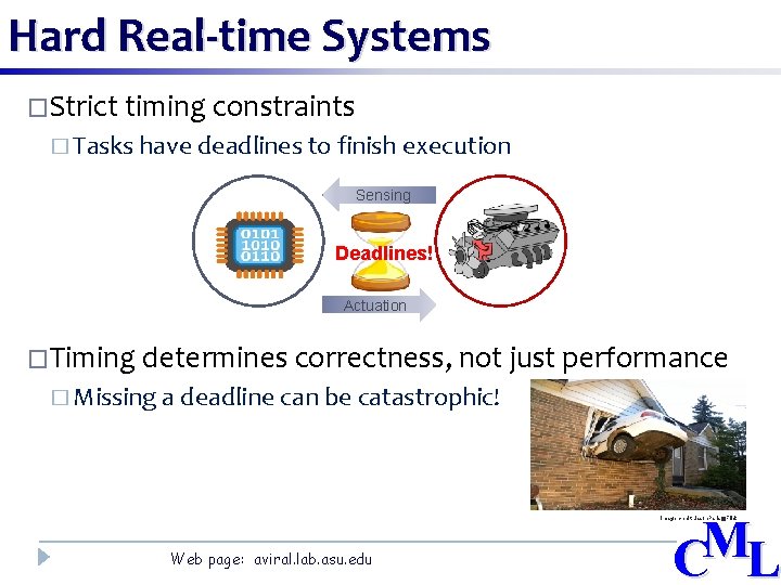 Hard Real-time Systems �Strict timing constraints � Tasks have deadlines to finish execution Sensing