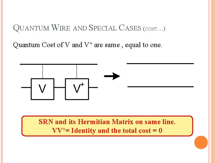 QUANTUM WIRE AND SPECIAL CASES (CONT…) Quantum Cost of V and V+ are same