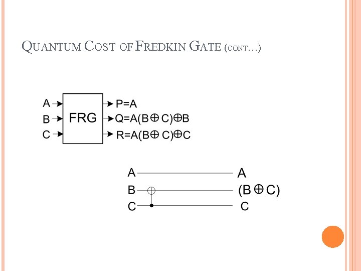 QUANTUM COST OF FREDKIN GATE (CONT…) 