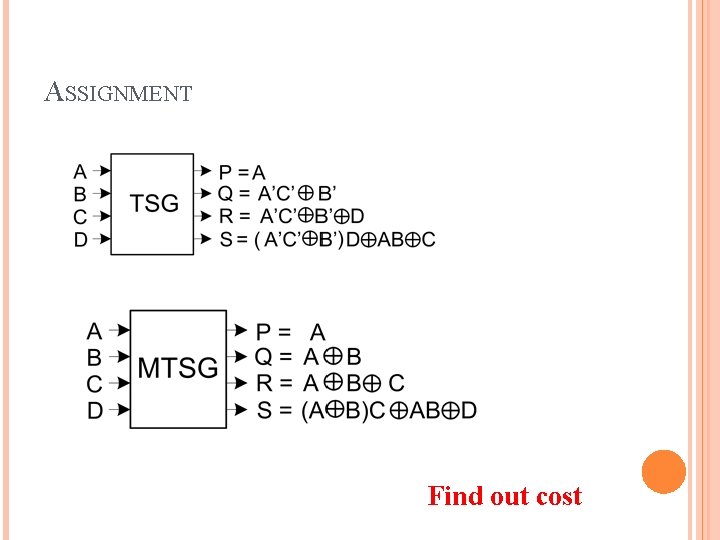 ASSIGNMENT Find out cost 