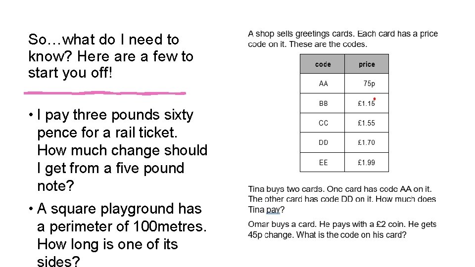 So…what do I need to know? Here a few to start you off! •