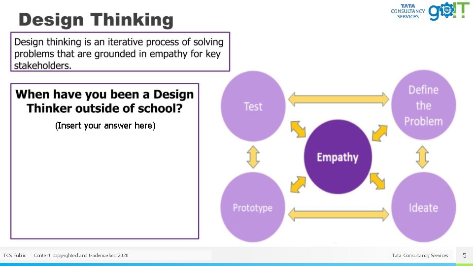 (Insert your answer here) TCS Public Content copyrighted and trademarked 2020 Tata Consultancy NAME
