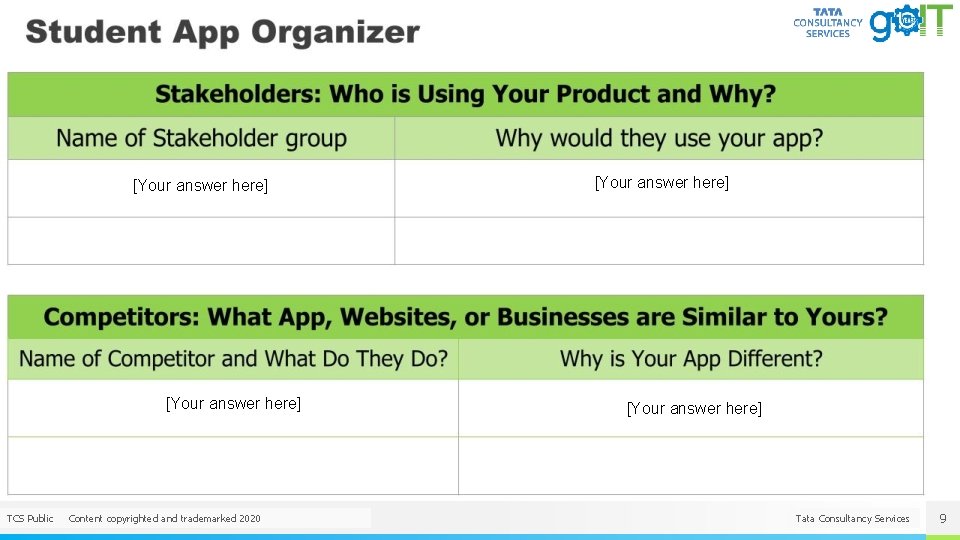 [Your answer here] TCS Public Content copyrighted and trademarked 2020 [Your answer here] Tata
