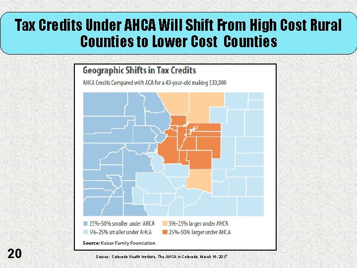 Tax Credits Under AHCA Will Shift From High Cost Rural Counties to Lower Cost