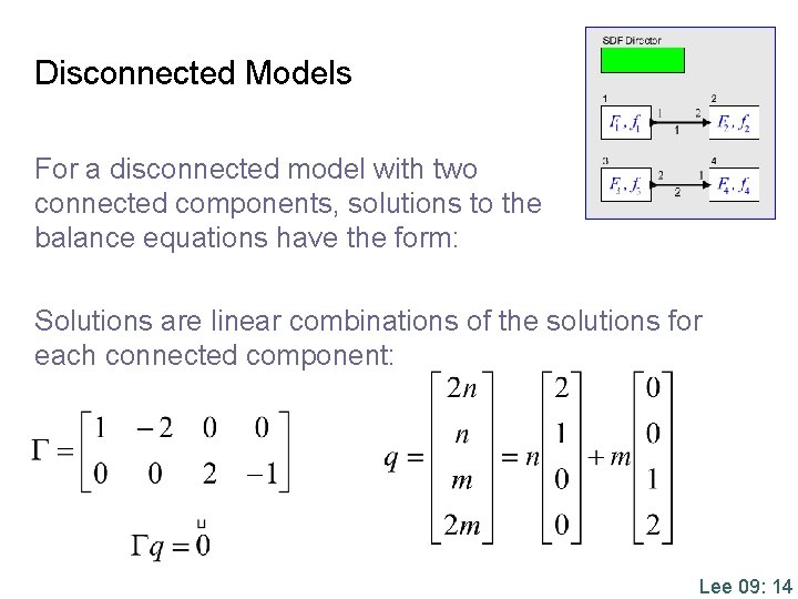 Disconnected Models For a disconnected model with two connected components, solutions to the balance