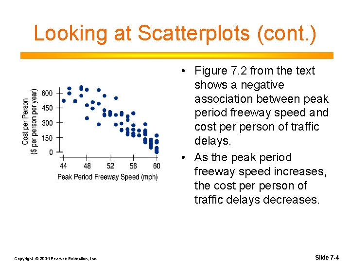 Looking at Scatterplots (cont. ) • Figure 7. 2 from the text shows a