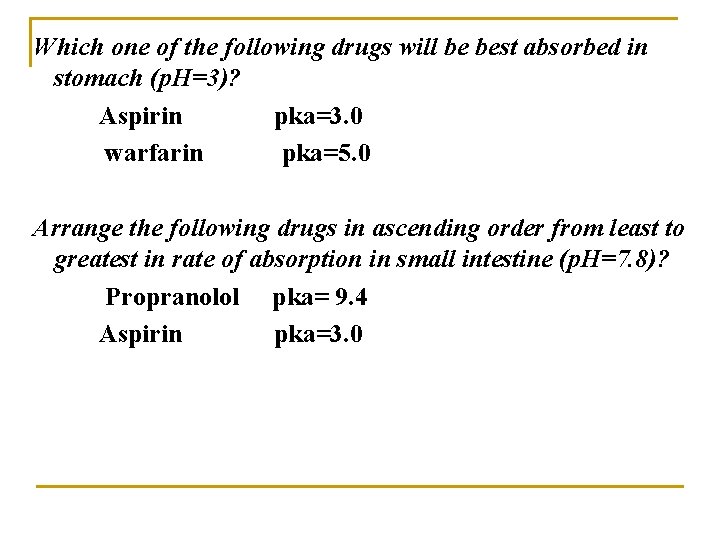 Which one of the following drugs will be best absorbed in stomach (p. H=3)?