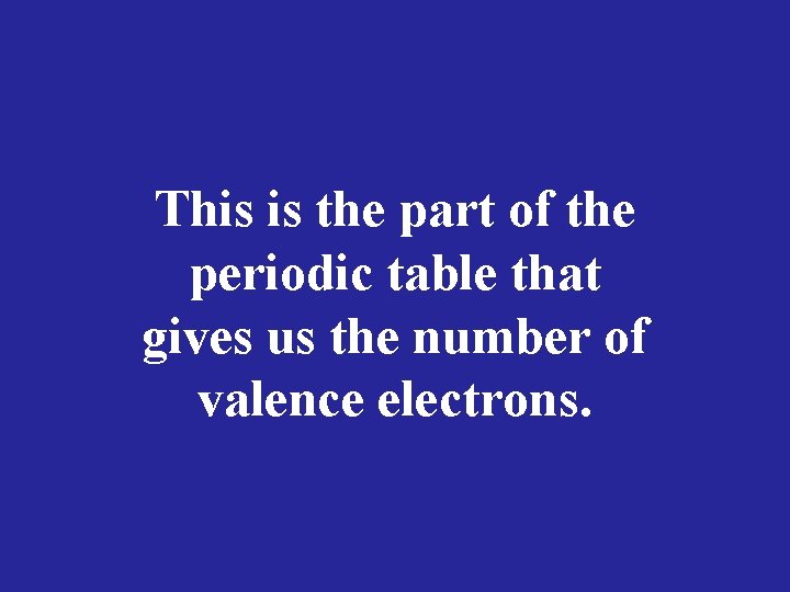 This is the part of the periodic table that gives us the number of