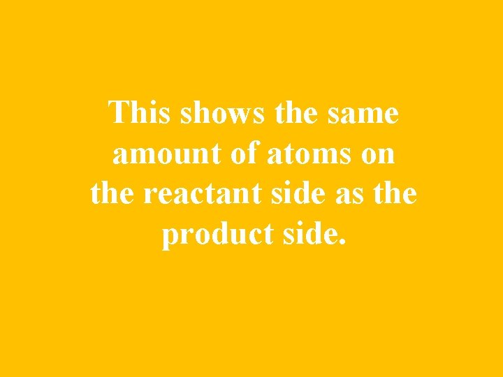 This shows the same amount of atoms on the reactant side as the product
