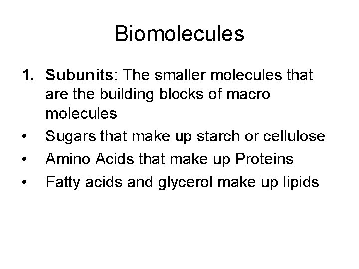 Biomolecules The Building Blocks of Life Biomolecules are
