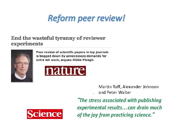 Reform peer review! Martin Raff, Alexander Johnson and Peter Walter 