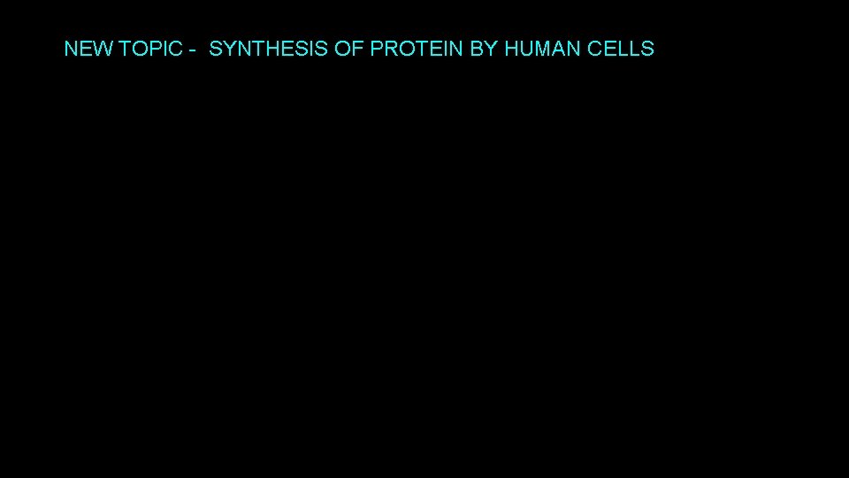 25 NEW TOPIC - SYNTHESIS OF PROTEIN BY HUMAN CELLS 
