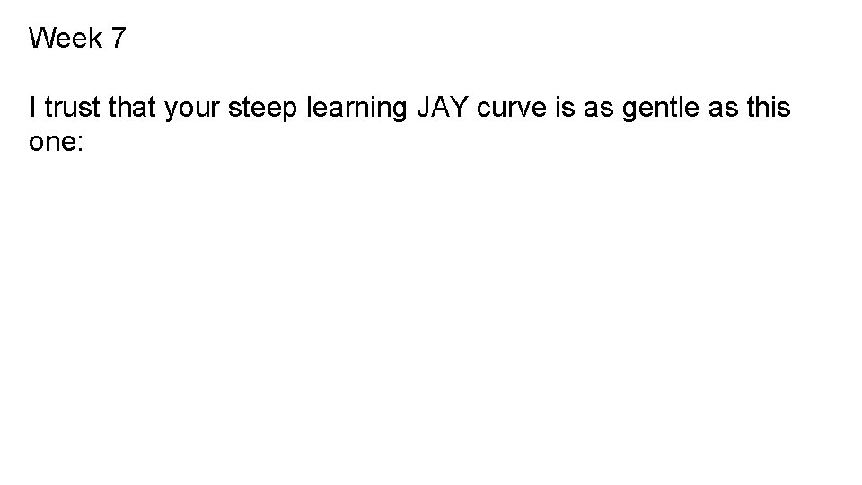 Week 7 I trust that your steep learning JAY curve is as gentle as