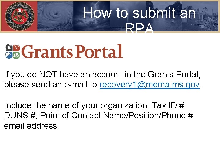 How to submit an RPA If you do NOT have an account in the