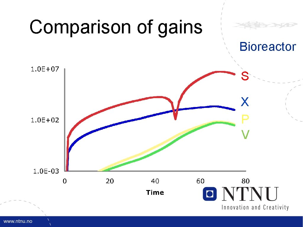 Comparison of gains Bioreactor S X P V 