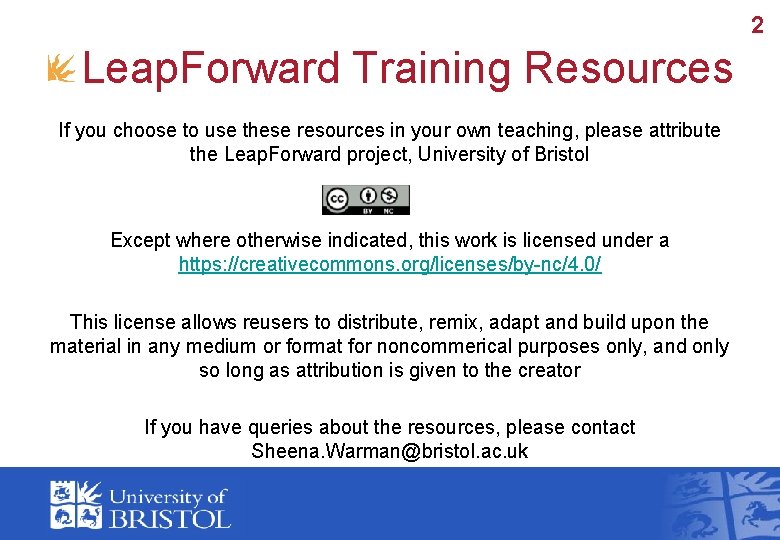 2 Leap. Forward Training Resources If you choose to use these resources in your