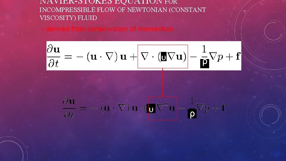 NAVIER-STOKES EQUATION FOR INCOMPRESSIBLE FLOW OF NEWTONIAN (CONSTANT VISCOSITY) FLUID - derived from conservation
