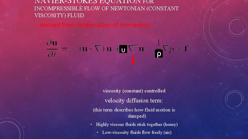 NAVIER-STOKES EQUATION FOR INCOMPRESSIBLE FLOW OF NEWTONIAN (CONSTANT VISCOSITY) FLUID - derived from conservation