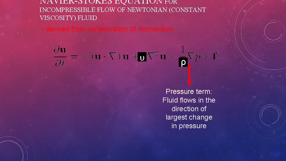 NAVIER-STOKES EQUATION FOR INCOMPRESSIBLE FLOW OF NEWTONIAN (CONSTANT VISCOSITY) FLUID - derived from conservation