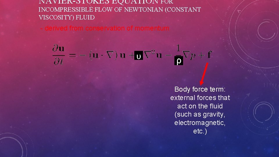 NAVIER-STOKES EQUATION FOR INCOMPRESSIBLE FLOW OF NEWTONIAN (CONSTANT VISCOSITY) FLUID - derived from conservation