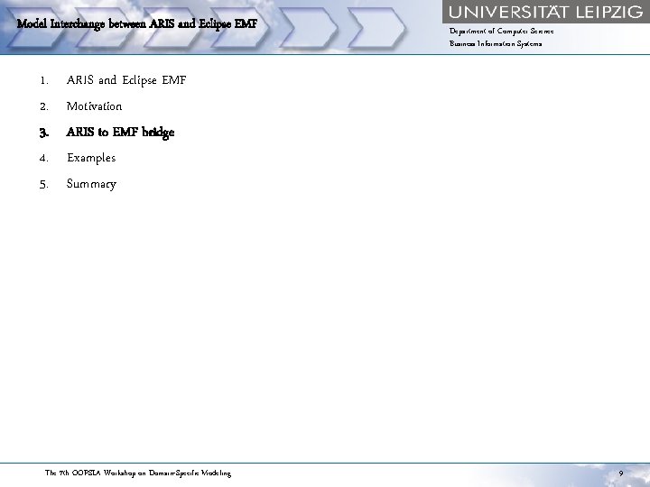 Model Interchange between ARIS and Eclipse EMF 1. 2. 3. 4. 5. Department of