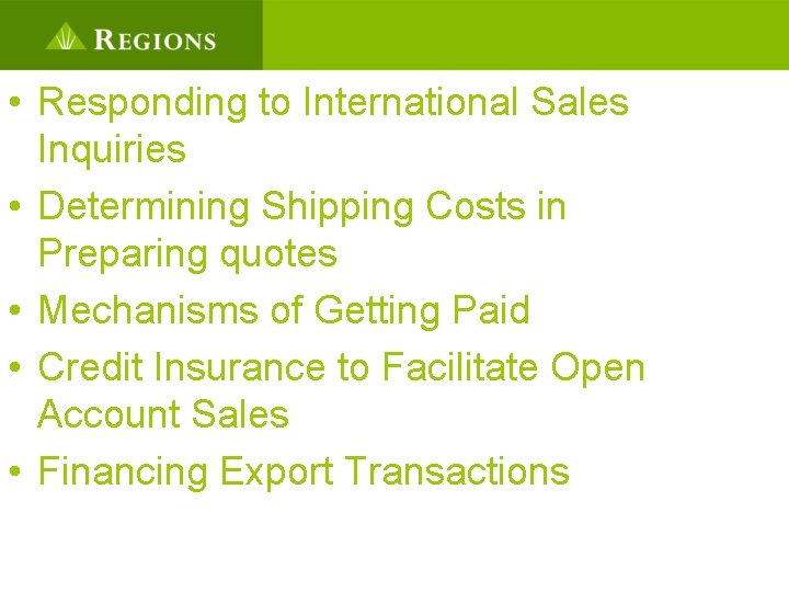  • Responding to International Sales Inquiries • Determining Shipping Costs in Preparing quotes