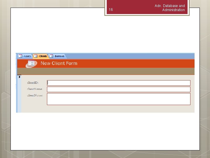 16 Adv. Database and Administration 