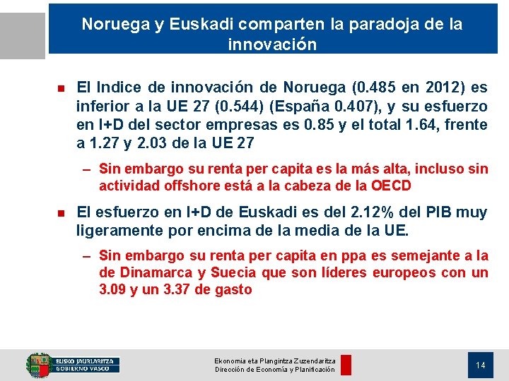 Noruega y Euskadi comparten la paradoja de la innovación n El Indice de innovación