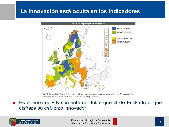 La innovación está oculta en los indicadores n Es el enorme PIB corriente (el