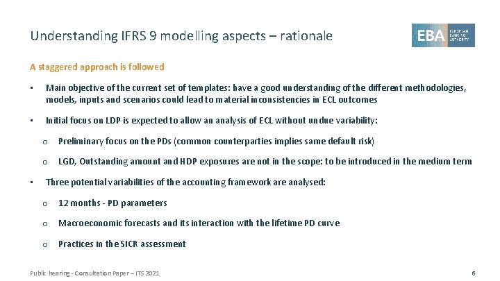 Understanding IFRS 9 modelling aspects – rationale A staggered approach is followed • Main
