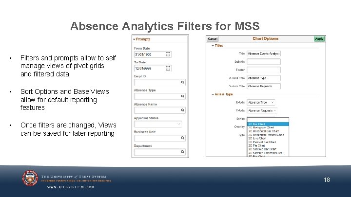 Absence Analytics Filters for MSS • Filters and prompts allow to self manage views