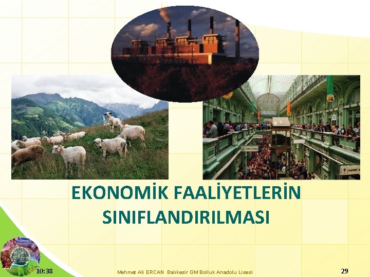 EKONOMİK FAALİYETLERİN SINIFLANDIRILMASI 10: 38 Mehmet Ali ERCAN Balıkesir GM Bolluk Anadolu Lisesi 29