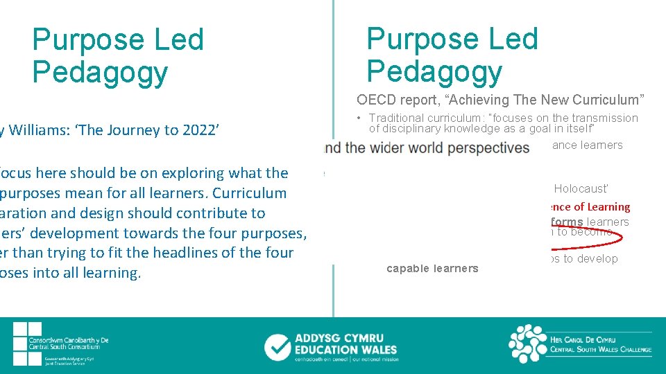 Purpose Led Pedagogy y Williams: ‘The Journey to 2022’ focus here should be on
