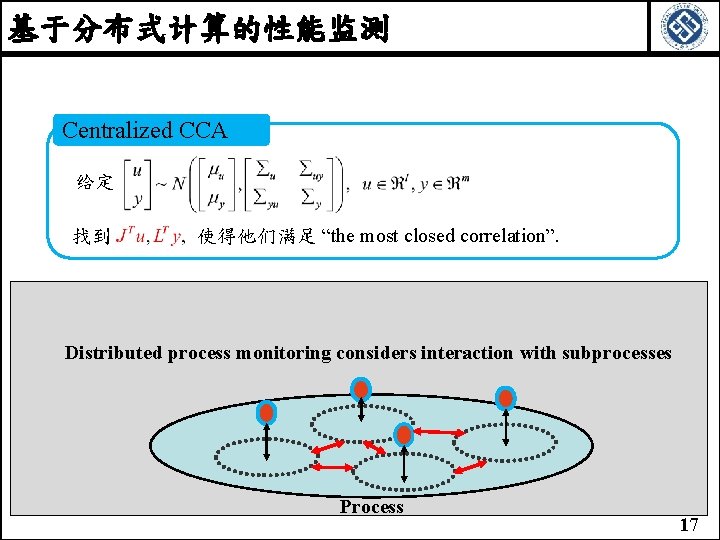 基于分布式计算的性能监测 Centralized CCA 给定 找到 使得他们满足 “the most closed correlation”. Distributed process monitoring considers