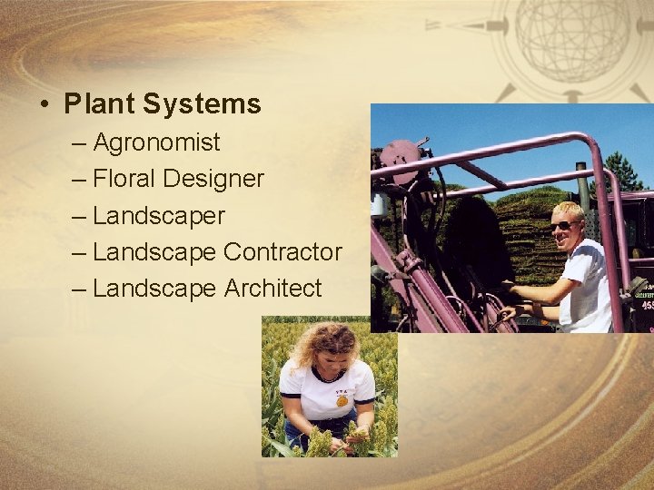  • Plant Systems – Agronomist – Floral Designer – Landscape Contractor – Landscape