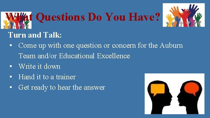 What Questions Do You Have? Turn and Talk: ▪ Come up with one question