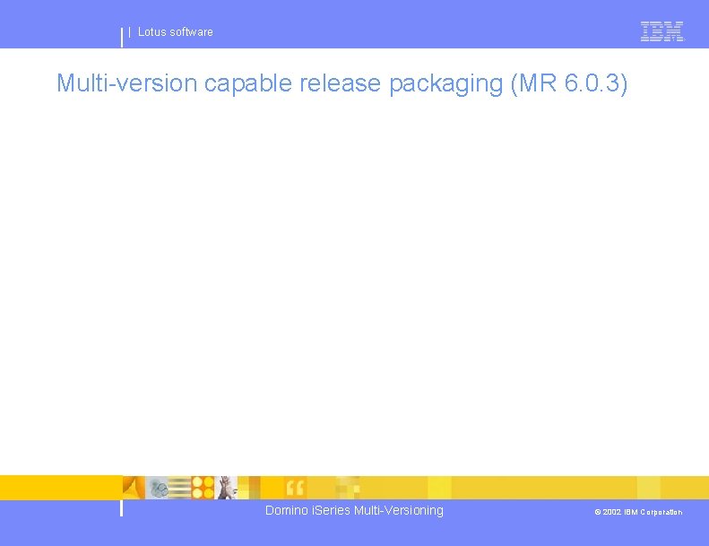 | Lotus software Multi-version capable release packaging (MR 6. 0. 3) Domino i. Series
