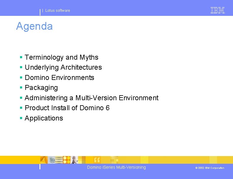| Lotus software Agenda § Terminology and Myths § Underlying Architectures § Domino Environments