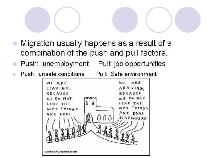 l Migration usually happens as a result of a combination of the push and
