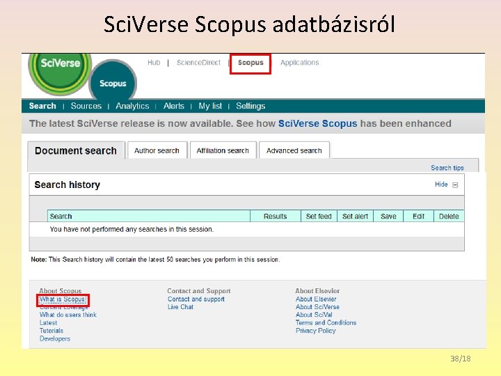 Sci. Verse Scopus adatbázisról 38/18 