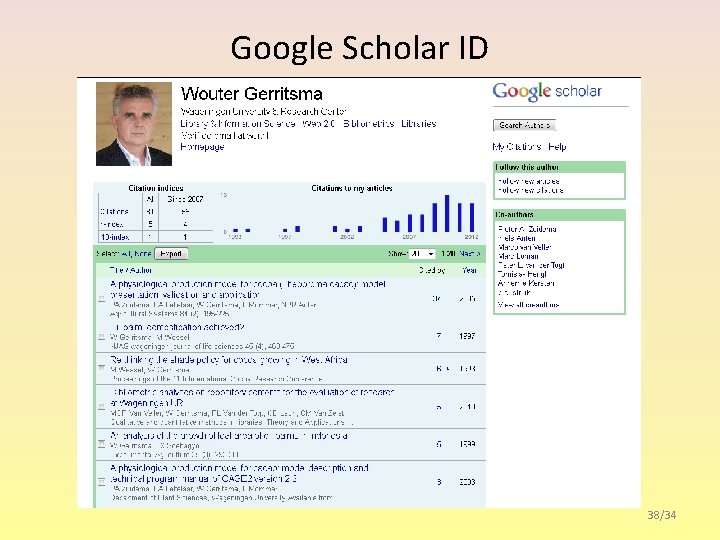 Google Scholar ID 38/34 