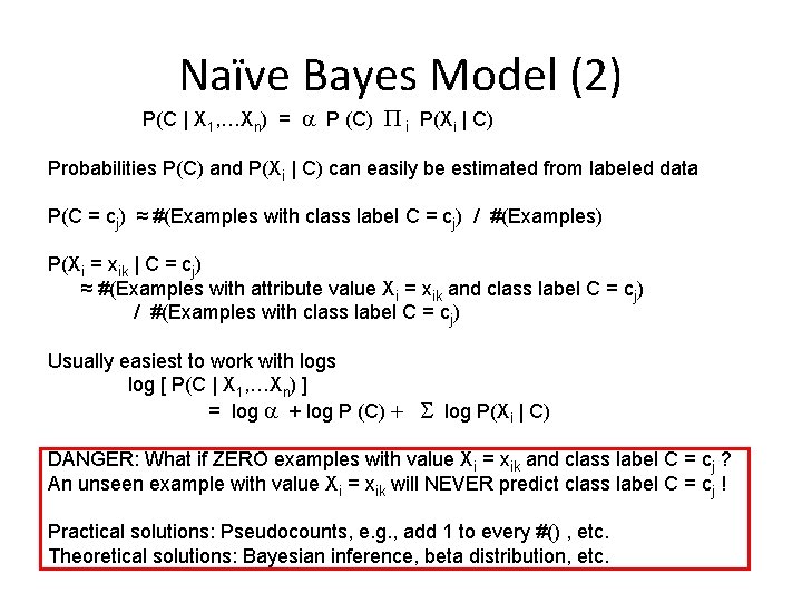 Naïve Bayes Model (2) P(C | X 1, …Xn) = a P (C) P