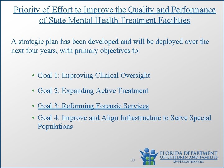 Priority of Effort to Improve the Quality and Performance of State Mental Health Treatment