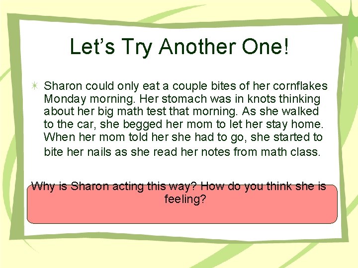Let’s Try Another One! Sharon could only eat a couple bites of her cornflakes