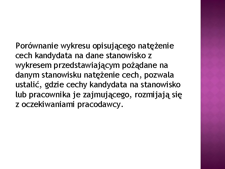 Porównanie wykresu opisującego natężenie cech kandydata na dane stanowisko z wykresem przedstawiającym pożądane na