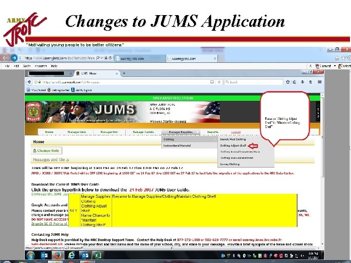 Changes to JUMS Application “Motivating young people to be better citizens” 