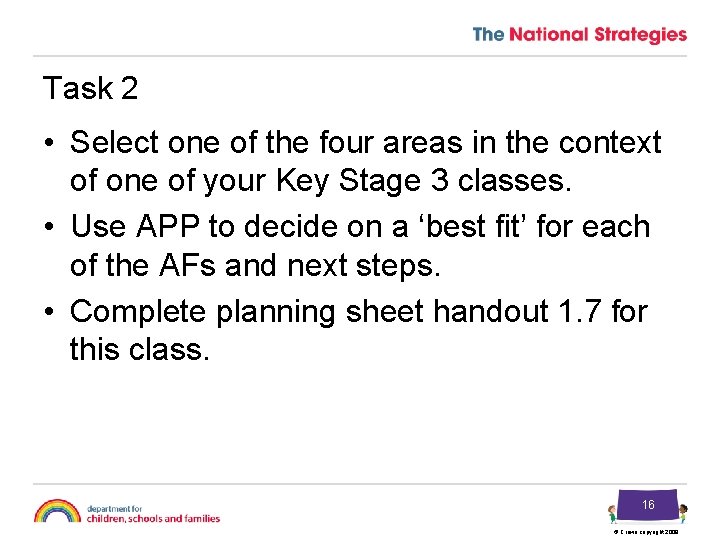 Task 2 • Select one of the four areas in the context of one