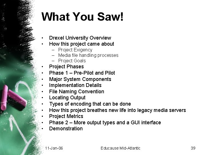 What You Saw! • • Drexel University Overview How this project came about – What You Saw! • • Drexel University Overview How this project came about –